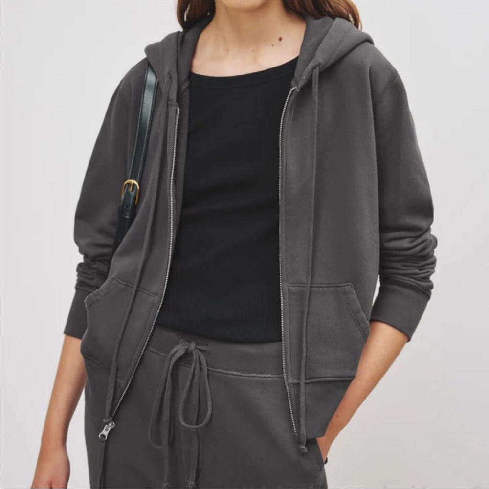 Nili Lotan Charcoal Zip-Up Hoodie